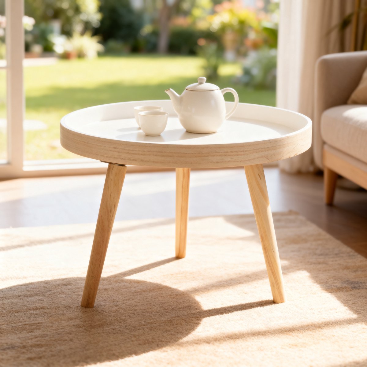 Bijzettafel Vappevn rond 60x40 cm eikenkleurig [en.casa] - Tafels