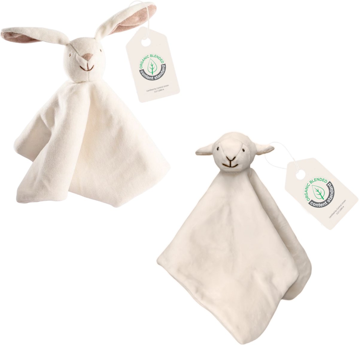 Cute since 1999 - Biologisch Knuffeldoekje - Konijn & Lammetje - Doudou - 2 stuks - 35 x 35 cm