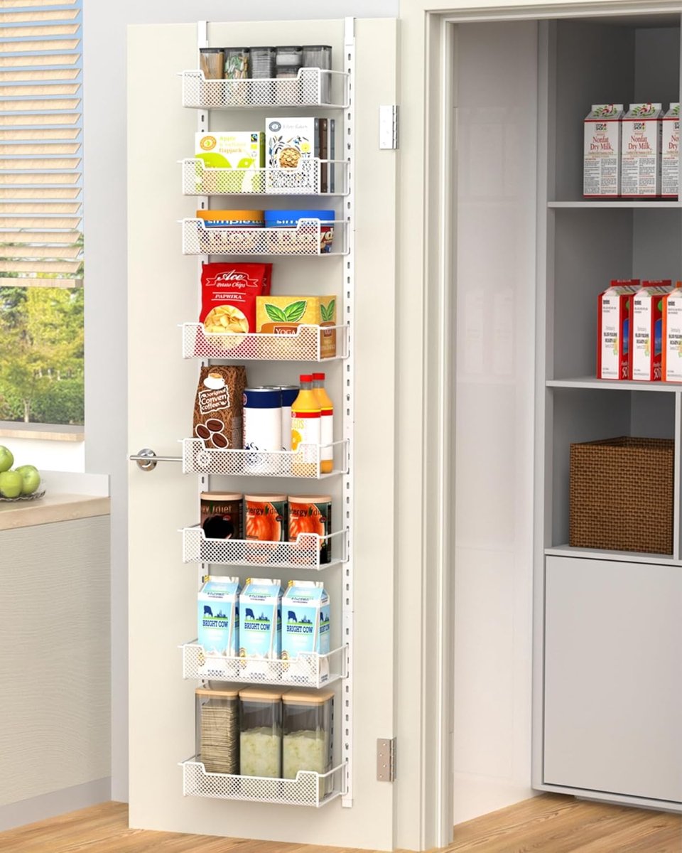 Over Deur Opslag - Keuken Organizer - Ruimte Besparen - 8 Verstelbare Lagen - 123" Breed - Wit