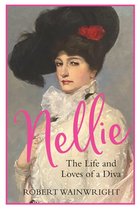 Boekomslag 'Nellie: The Life and Loves of a Diva' met een portret van een vrouw in een grote zwarte hoed met rode bloem.