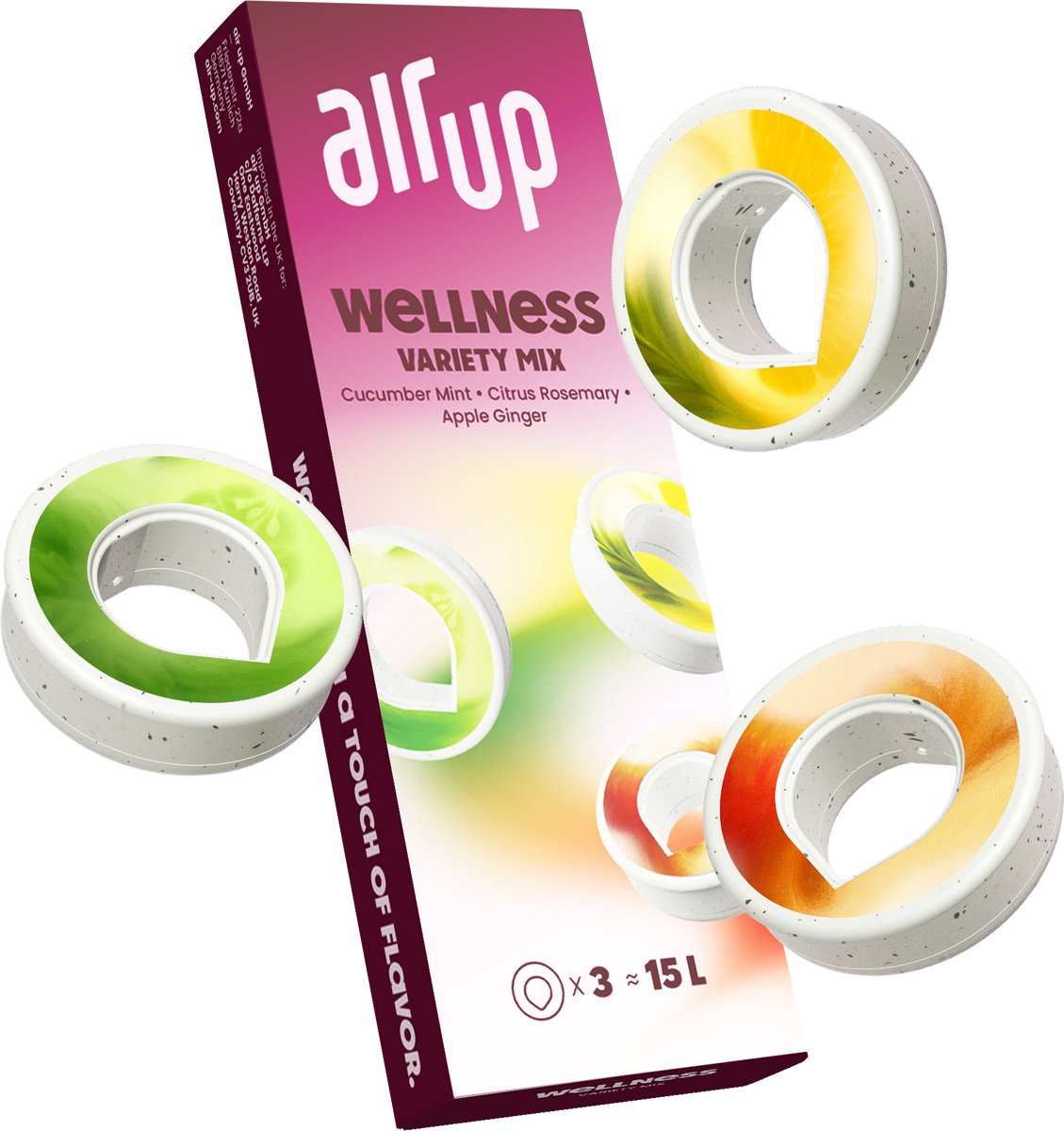 Air Up Pods - 1x Komkommer Munt - 1x Appel Gember - 1x Citrus Rozemarijn - Mengeling van kruiden- en specerijensmaken - 3 Smaken - Geurpods voor Air Up Drinkfles