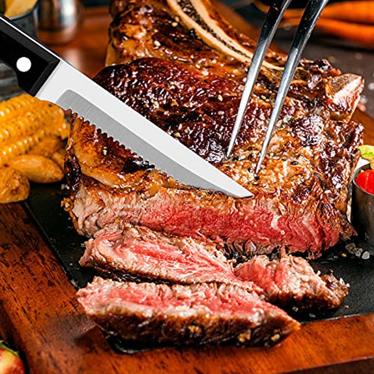 Steakmessen Set - 12 Delige Serrated Steak Cutlery - Roestvrij Staal