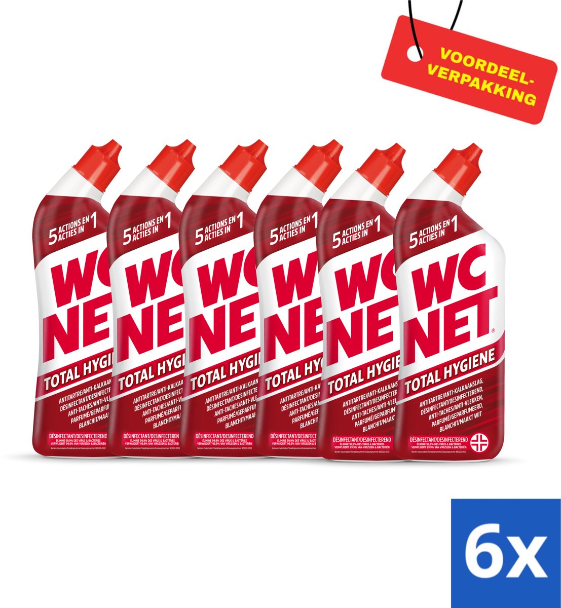 WC NET Toiletreiniger - Totale Hygiëne - 6 flessen - Voordeelverpakking