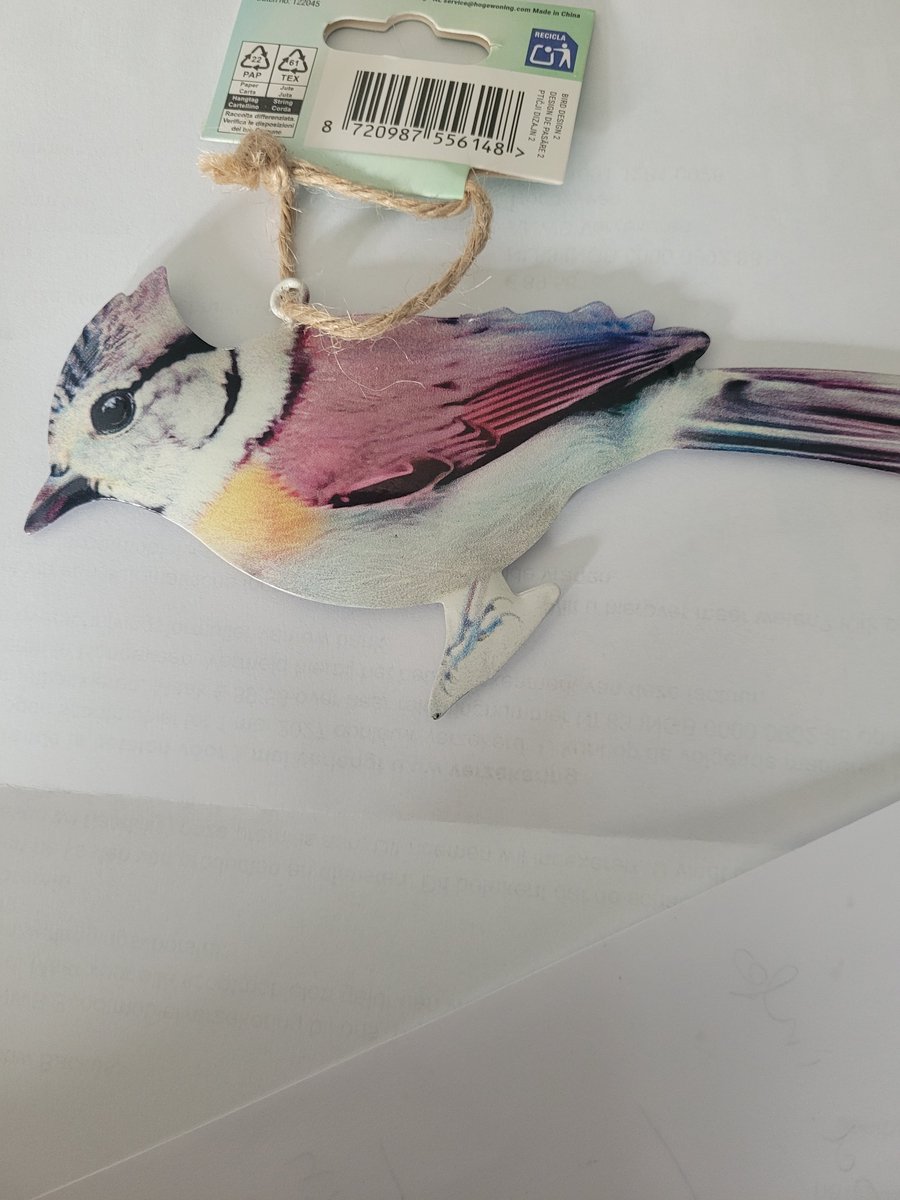 Tuindecoratie vogel metaal roze