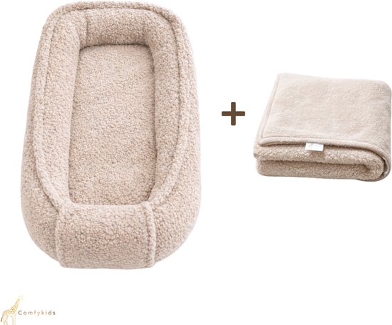 Babynest, knuffelnest, cocon met handgrepen voor baby's, reisbed, babycoco met rundpatroon van 100% katoen, 90 x 50 cm, als cadeau voor pasgeborenen zuigelingen
