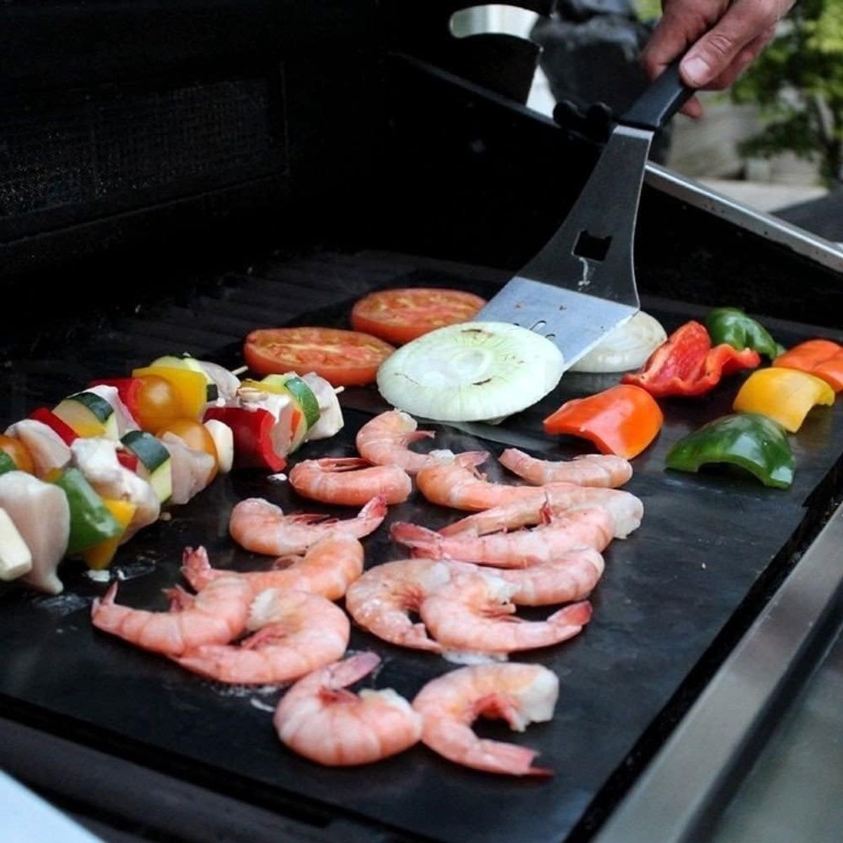 Grillmatten Set - Bakmat Herbruikbaar - BBQ Grillen - Antiaanbaklaag - 40x33CM - Zwart