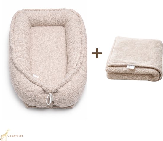 Babynest Kandy Bouclé Teddy – Taupe – Inclusief Dekentje – Geen afwerking – Oeko-Tex Gecertificeerd – Zacht en Comfortabel Babynest