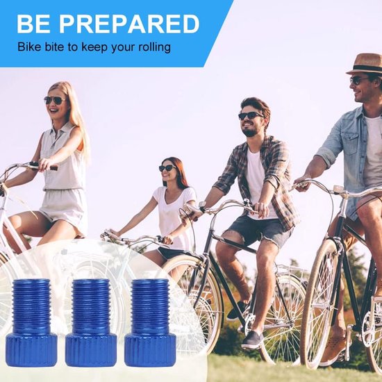 Ventiel Adapters - Presta Schrader - Fietspomp Gebruik - Koperen Materiaal - 3 Stuks - Donkerblauw — afbeelding 4