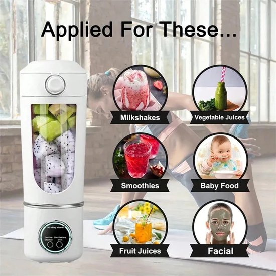 Draagbare Blender 700ML - Smoothie Maker en Juicer 2-in-1 met 12 Messen, USB Oplaadbare Mini Blender voor Shakes, Smoothies en Fruitmix - Paars van Merkloos — afbeelding 5