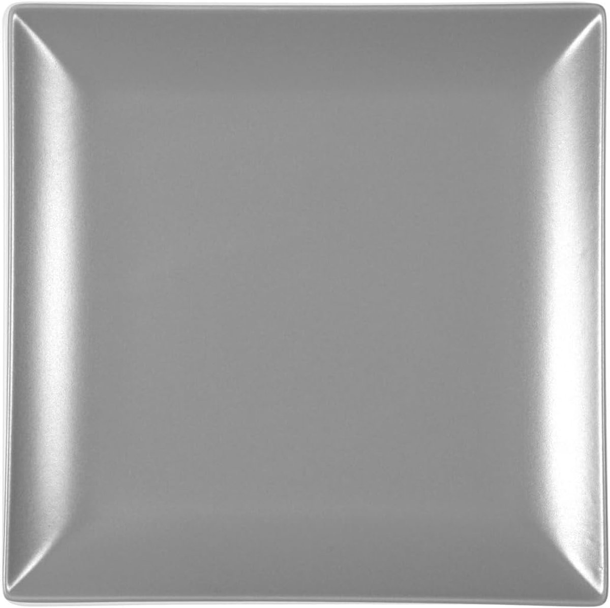 Platte Borden Set - Dinerborden Servies - Modern Tafelen - Robuust Aardewerk - 24x24 cm - Grijs