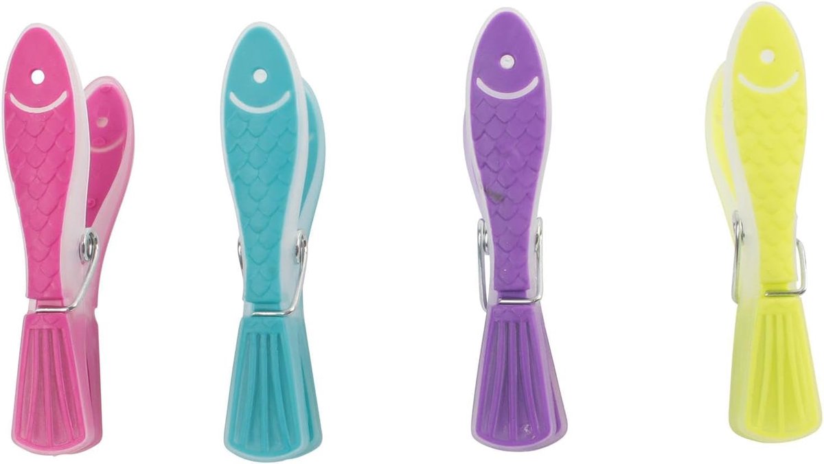 Was knijpers - Kledinghouders - Kleding Drogen - Vormgegeven als vissen - 18 Stuks - Multicolor