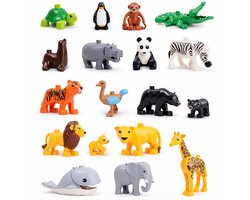 Dieren Speelset Dierentuin – 18 Stuks – Geschikt voor Duplo