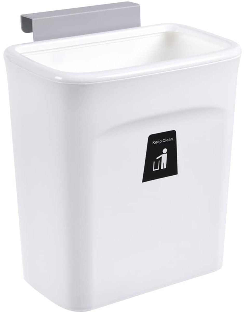 Keuken Afvalbak - Huisvuil Emmer - Ruimte Besparen - Uitschuifbaar Deksel - 12 Liter - Wit