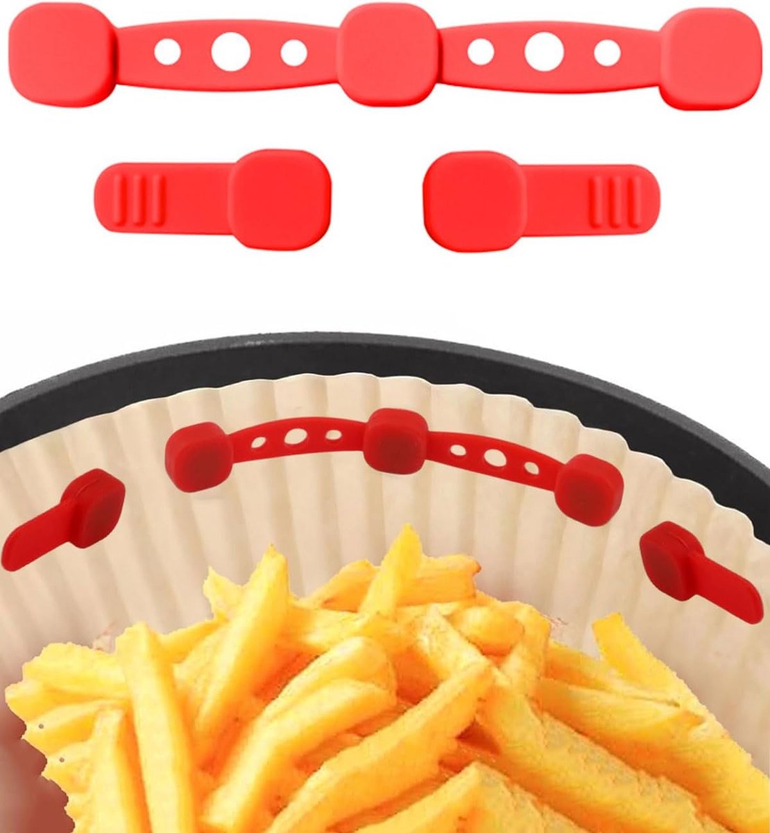 Magnetische Gespen - Friteuse Accessoires - Veilig Bakken - Hittebestendig Siliconen - Vierkant - Rood