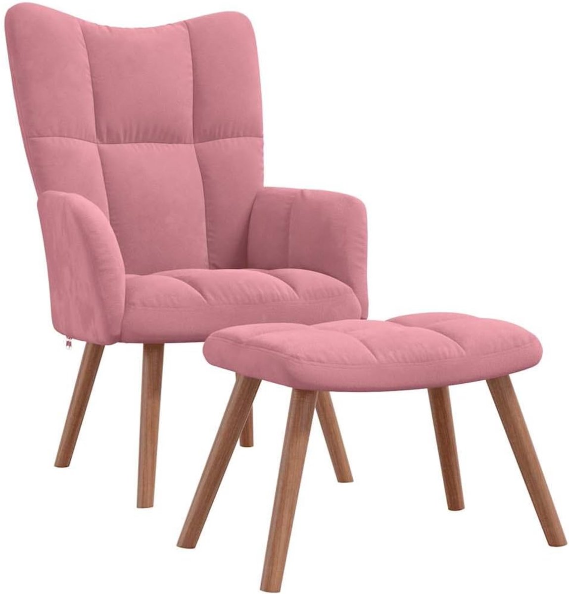 Relaxstoel met voetenbank - Zetel Fauteuil - Ontspannen in huis - Fluwelen bekleding Schuimvulling