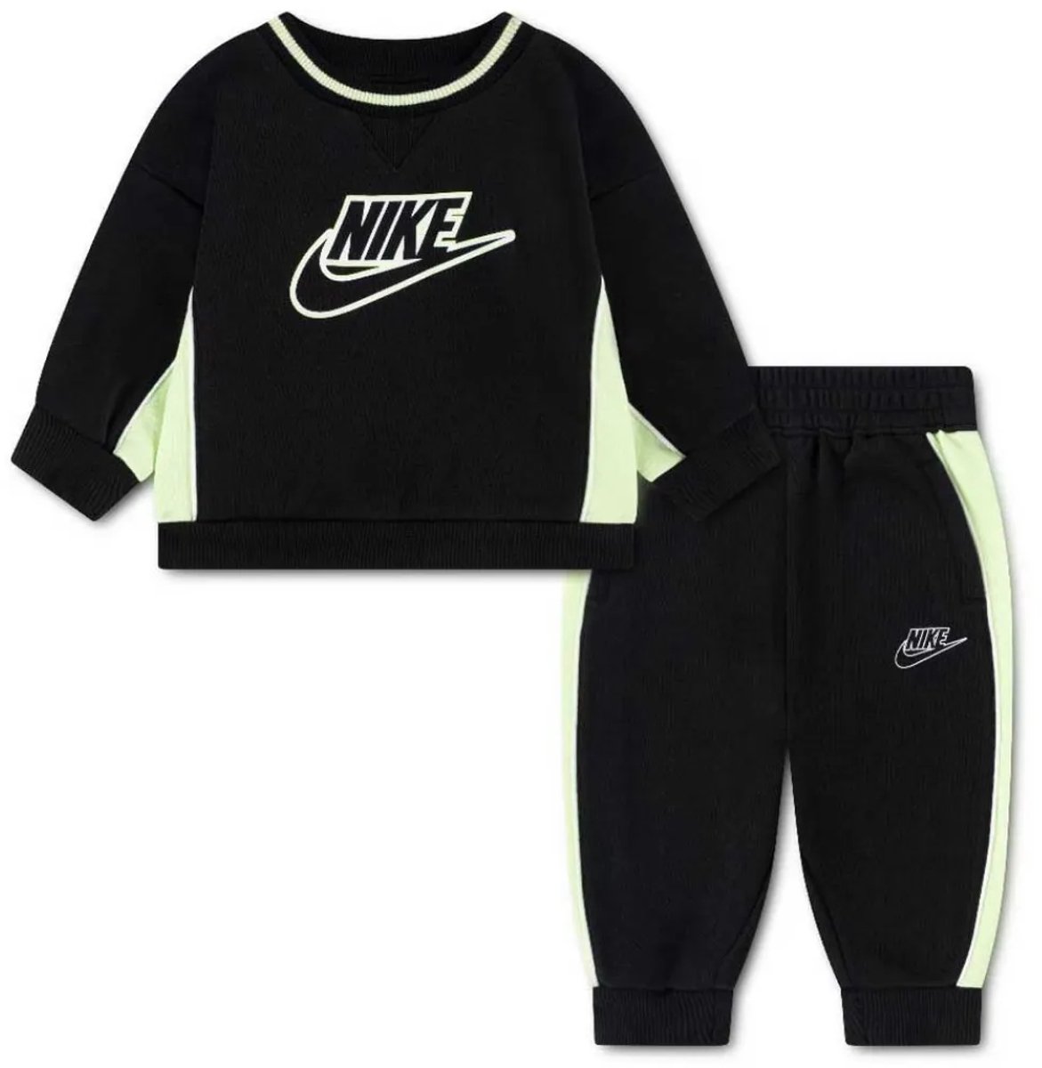 Nike Kids Ft Blocked Crew Set Zwart 12 Months Kinderen