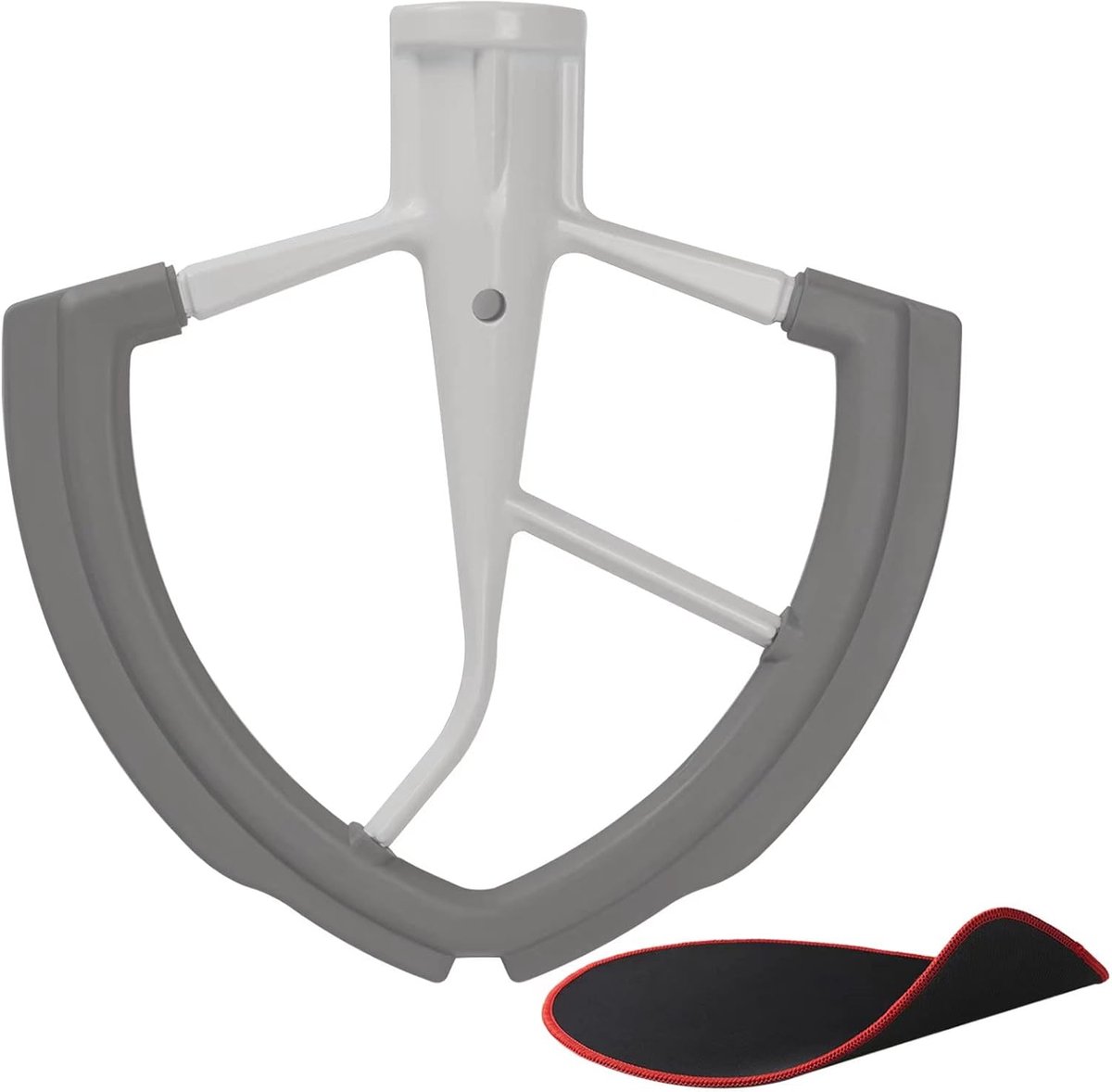 Flex Edge Beater - Kom Schraper Mixer - Beslag Mengen - Flexibele Siliconen Rand - 6 Kwart - Wit