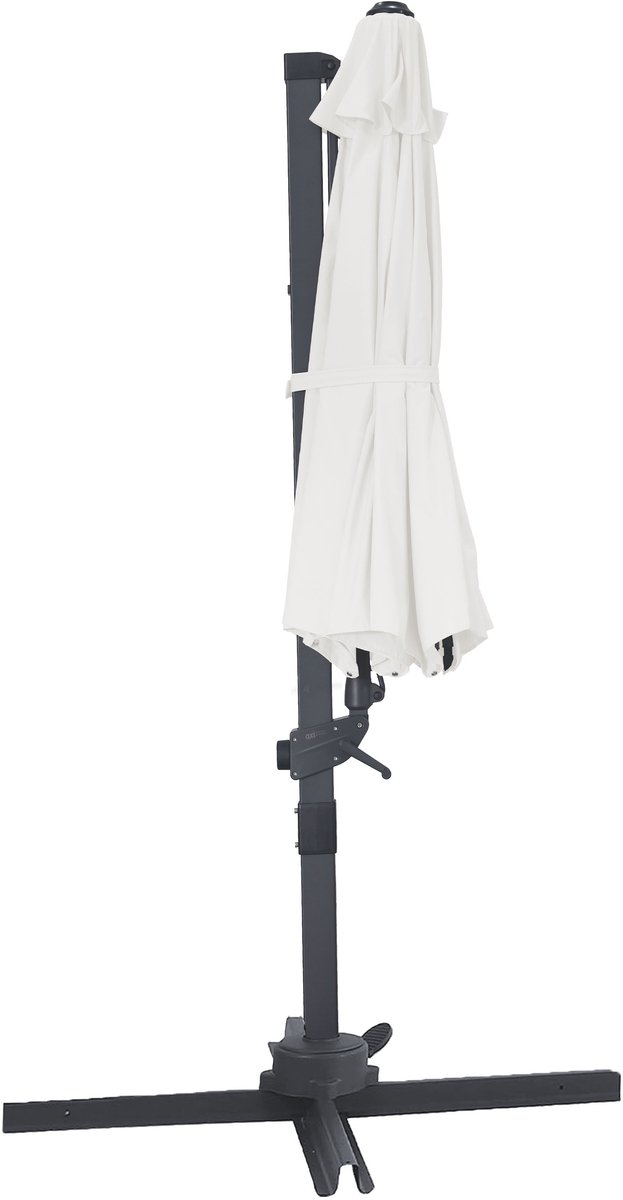 AXI Solis Zweefparasol Ø 300cm Antraciet/beige incl. Hoes – Gepoedercoat frame met kruisvoet – 360° Draaibaar - Kantelbaar – foto 2