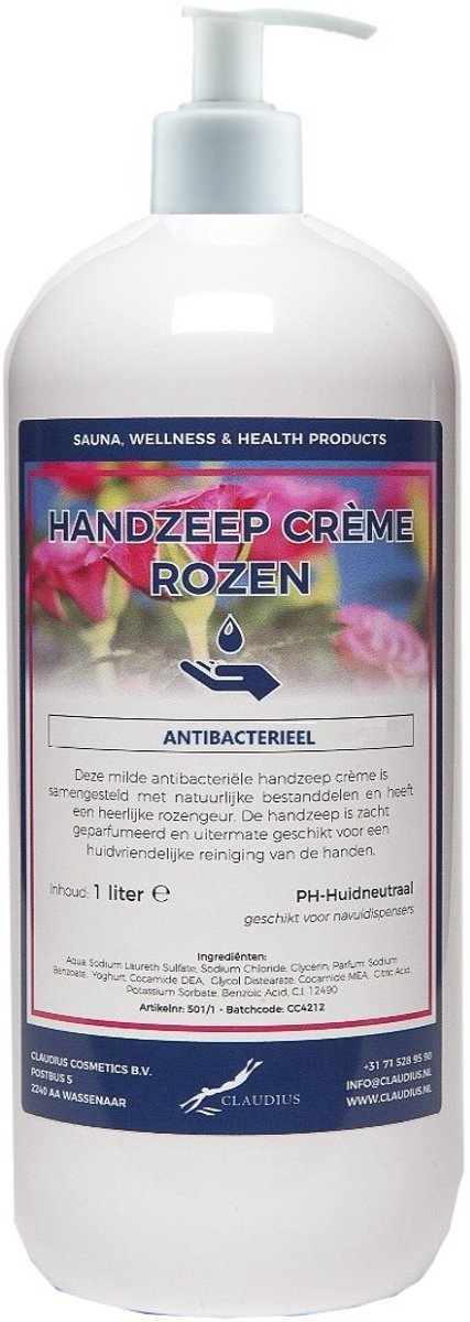 Handzeep Crème Rozen 1 liter - met gratis pomp