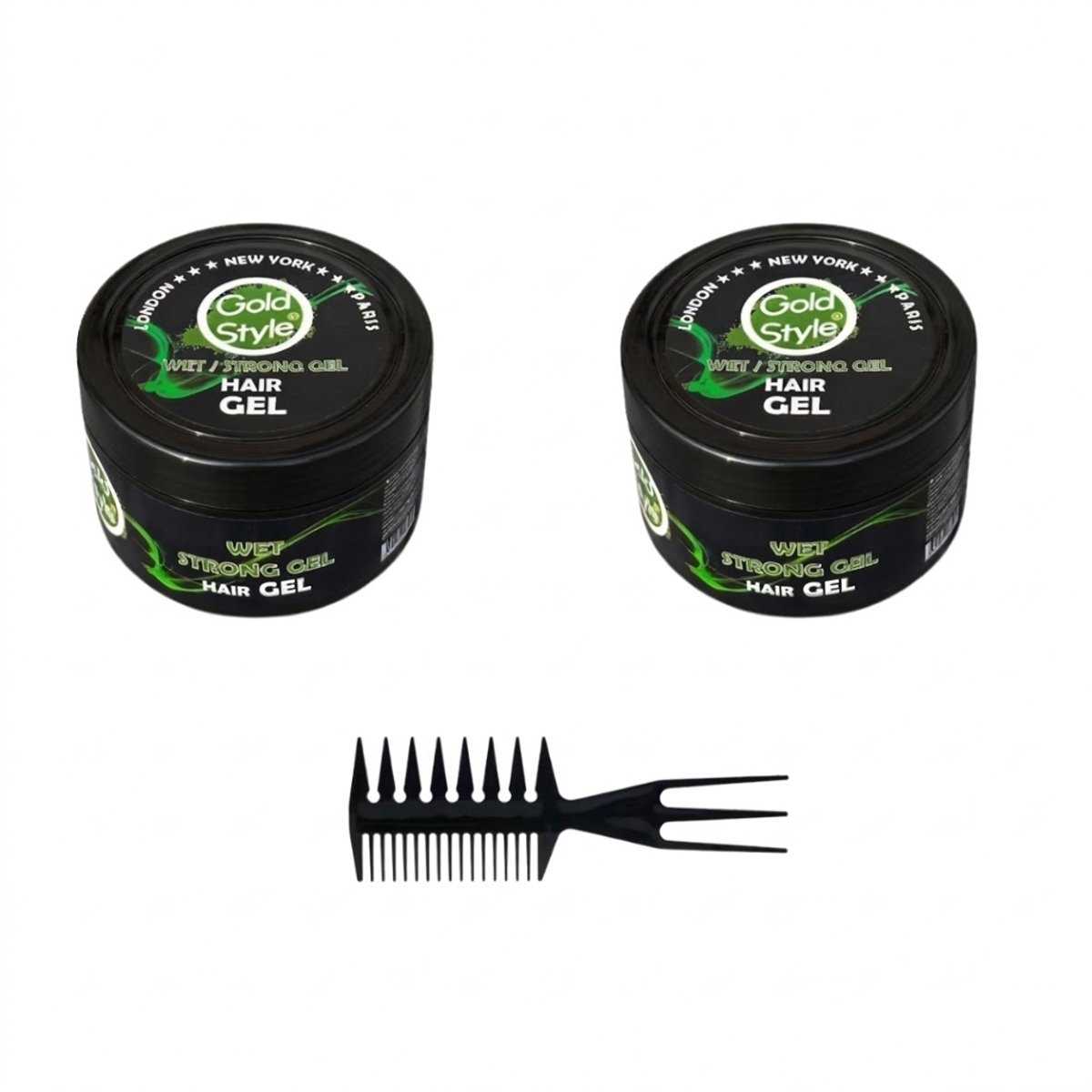 Gold Style Haar Gel per stuk 450 ml 2 stuks ( 900 ml ) + 1 Styling Kam - Styling Haar Wax - Haar Wax Mannen