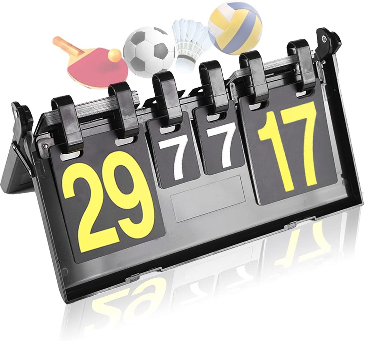 Draagbaar Omdraaien Scorebord 4-cijferig Wedstrijd Scorebord voor Score Keeper, Badminton, Volleybal, Tafeltennis, Voetbal, Ping Pong, Beste Coaches Gifts - 38.0 x 23.0 CM
