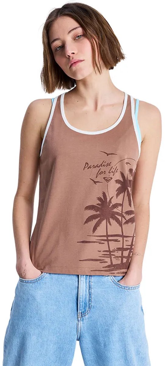 Roxy Moon Canyon Ring Mouwloos T-shirt M Vrouw Brownie