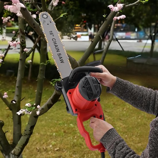 Elektrische Kettingzaag - Motorzaag Snoeizaag - Takken Zagen Tuinonderhoud - 2000W Krachtige Motor - 40cm Zaagblad - Rood — afbeelding 4