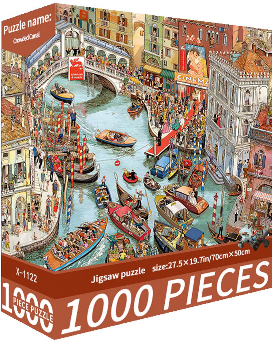 Kraftverdia Puzzel 1000 Stukjes Volwassenen - Legpuzzel Drukke Gracht - Moeilijke Legpuzzel voor Volwassenen