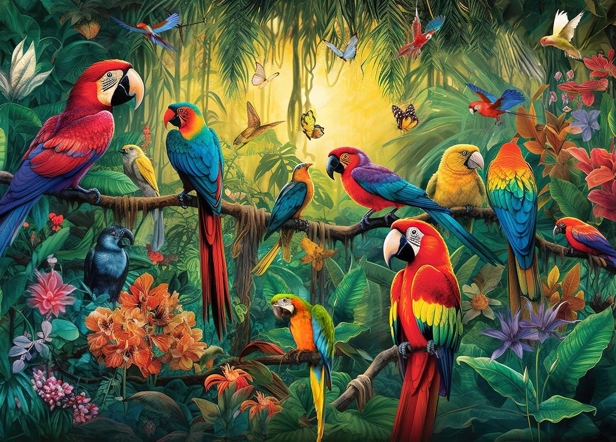 Kraftverdia Puzzel 1000 Stukjes Volwassenen - Legpuzzel Papegaai - Moeilijke Legpuzzel voor Volwassenen