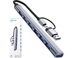 Nuvance USB Hub – 7 Poorten – USB Splitter – Usb C naar Usb A – USB C Hub – Splitter – Incl USB C converter