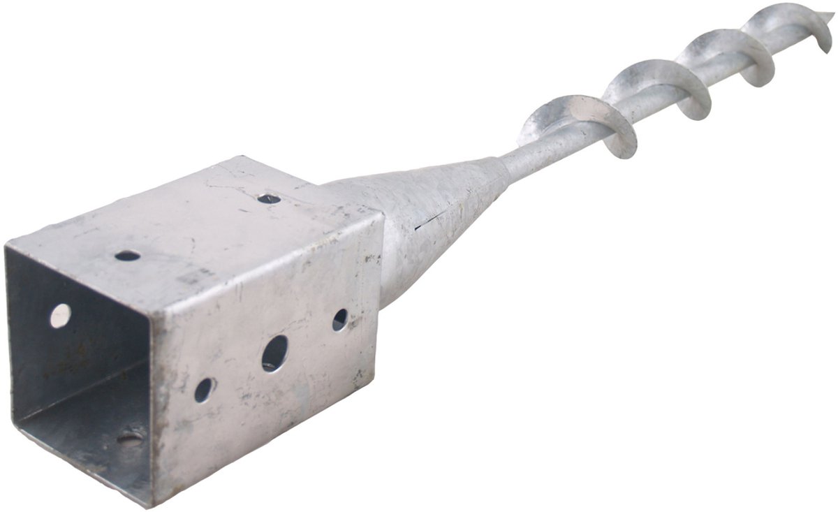 Paalhouder met Pen en Spiraal Vuurverzinkt Vierkanthout 71x71x795 mm
