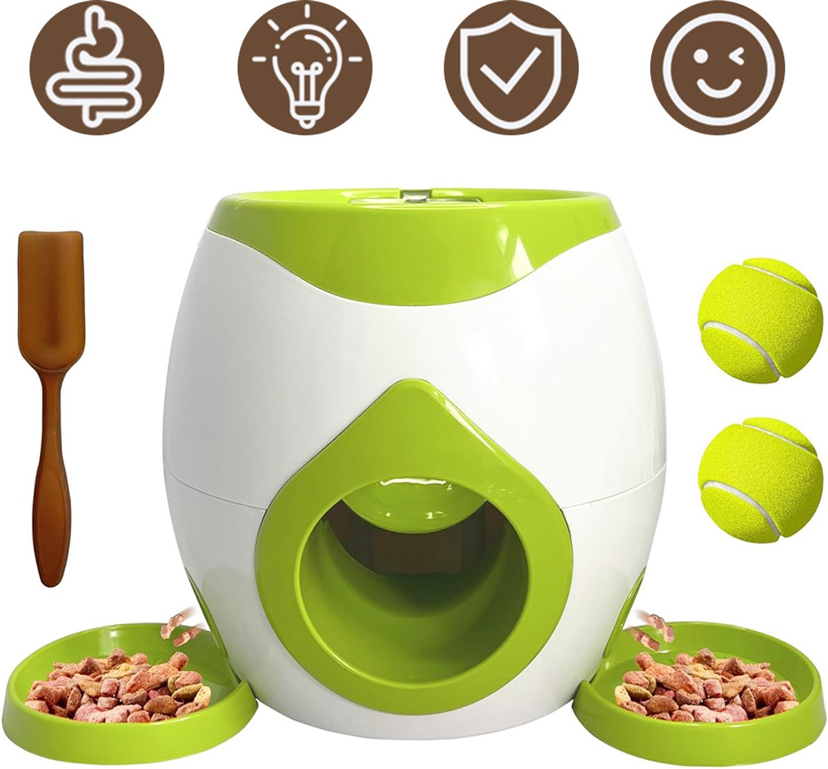 Ballengooier Hond Automatisch - Hondenspeelgoed - Inclusief 2 Tennisballen - Tennisbal-beloningsmachine - Honden speelgoed - Geschikt voor Puppy's, Grote, Middelgrote en Kleine Honden - Groen