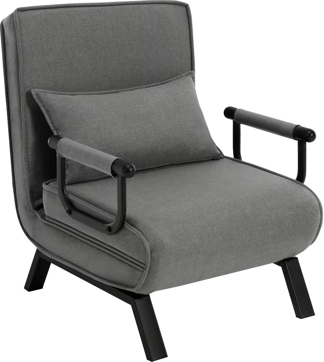 3-in-1 Slaapbank Stoel – Uitklapbare Klapstoel met Verstelbare Rugleuning – Gastenbed met Afneembaar Kussen – Fauteuil Linnen – Voor Woonkamer en Slaapkamer - Bed 184 x 65 x 26 cm - Stoel 65 x 78 x 75 cm