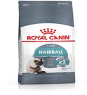 Royal Canin Hairball Care zak kattenvoer met op de voorkant een witte kat met blauwe ogen die zijn poot likt. Proven results X2 hair excretion in 14 days.