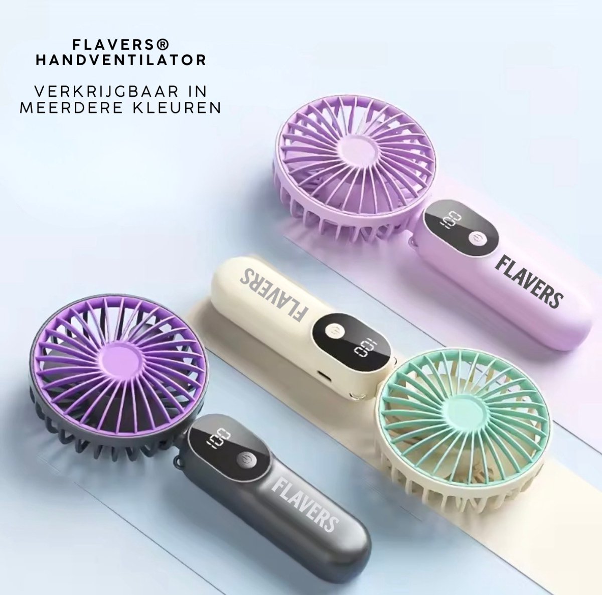 Flavers ® | Handventilator | beige & groen | Mini Ventilator | Hand Ventilator | Mini ventilator Oplaadbaar | Mini Ventilator Usb | USB ventilator | Draagbare ventilator | Digitaal beeld | 6 Standen | Modern — afbeelding 4
