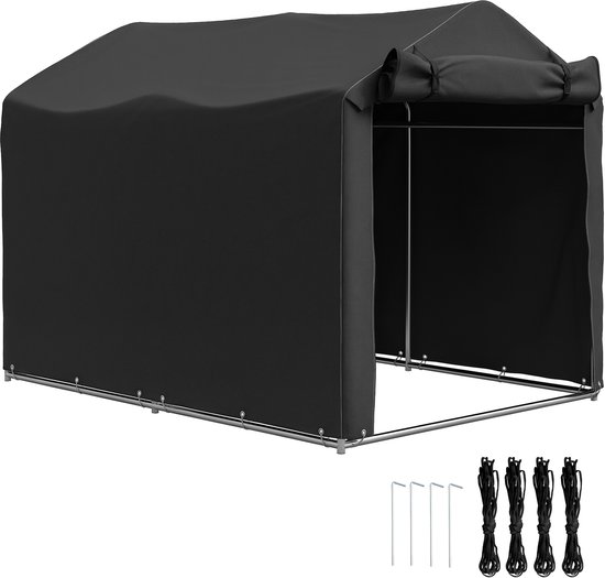 Killogood Autostal tent, waterdichte tentgarage met deur, UV-bestendig 220 x 157 x 165 cm zwart van Merkloos — afbeelding 2