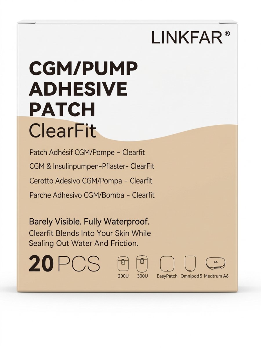 Linkfar - CGM/Pump adhesive patch - Clear Fit P1 - 200U - 300U - EasyPatch - Omnipod 5 -Medtrum A6