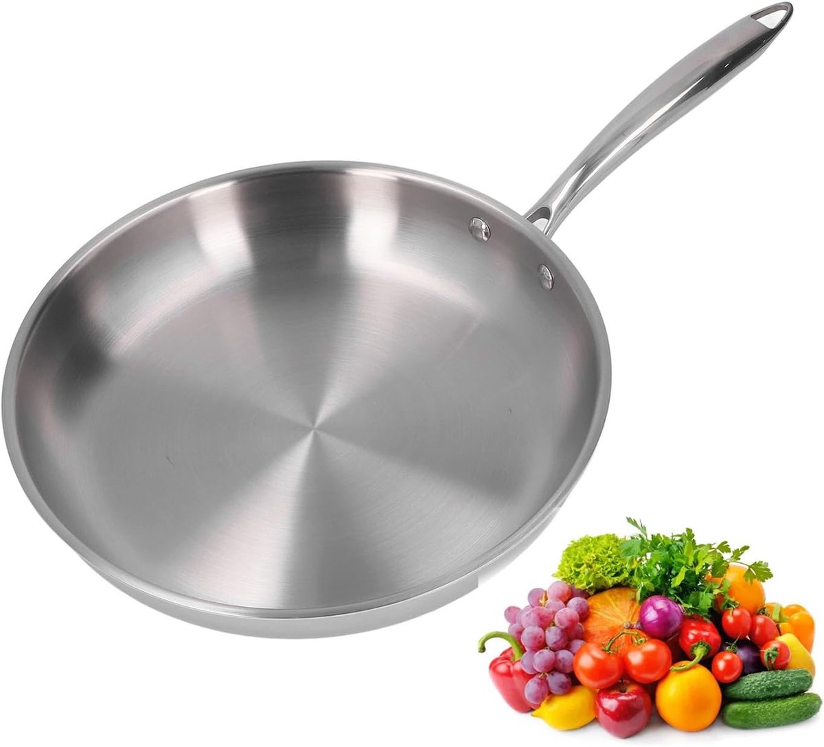 Oven Bestendige Inductiekookpan - Dikke 304 RVS Koekenpan - Ongelijkmatige 3 Laags RVS Koekenpan Voor Het Koken Van Omeletten (30cm)