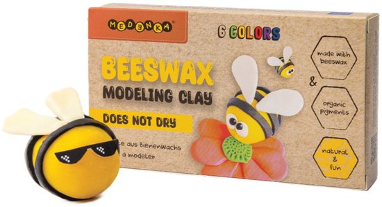 Medenka® Bijenwas modelleerklei – 240g - Natuurlijke & Milieuvriendelijke Klei - Zachte en Herbruikbare Speelklei voor Creatief Spelen - Handgemaakt van Pure Bijenwas