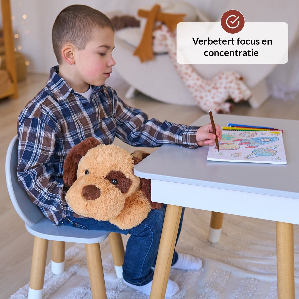 Verzwaringsknuffel Hond 2,3 KG - Weighted Stuffed Animal - Verzwaringsknuffel Volwassenen - Verzwarings Knuffel - Antistress Knuffel - Verzwaringsknuffel Kind Therapeutisch Speelgoed, Machinewasbaar - Ideaal voor Stressverlichting en Focus — afbeelding 6