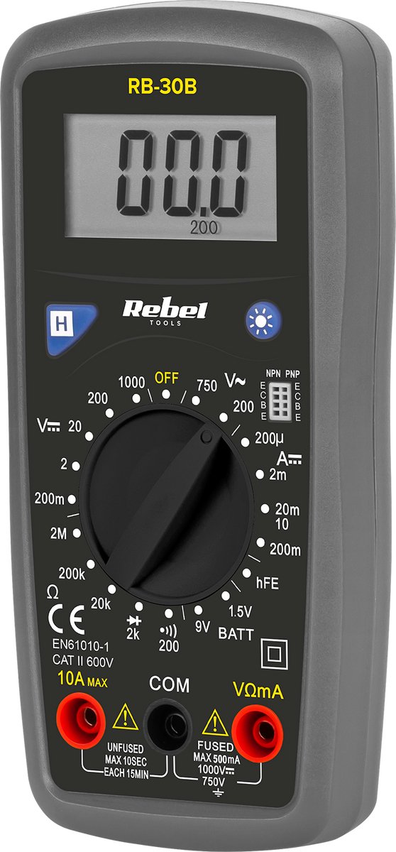 Rebel RB-30B - Multimeter - Breed Meetbereik - LED Display - Handmatig Bereik