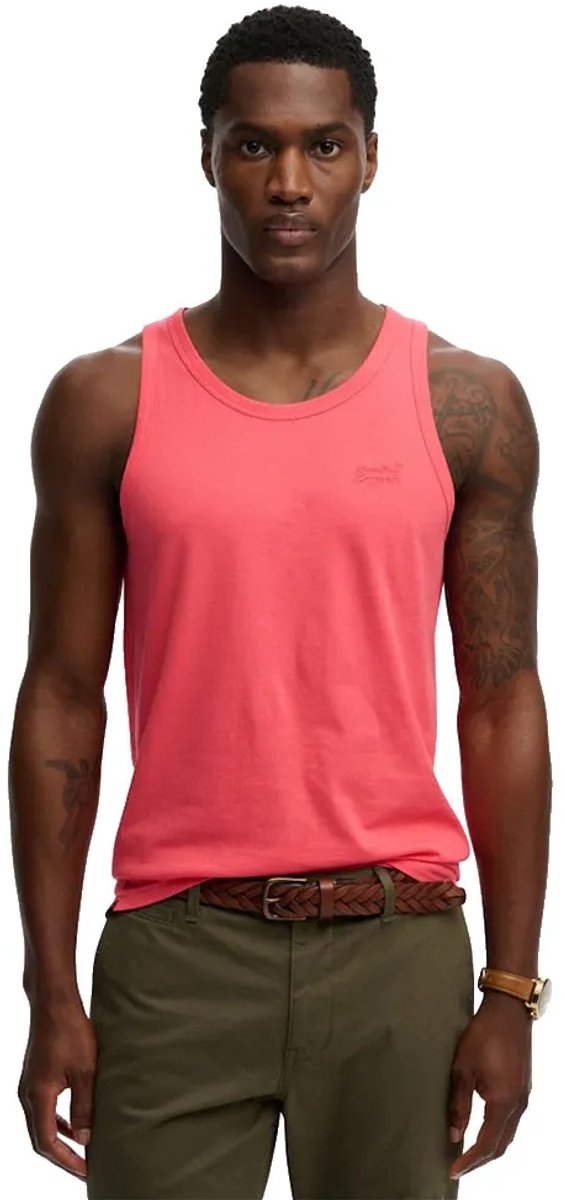 Superdry Essential Logo Unbrushed Mouwloos T-shirt M Man Roze