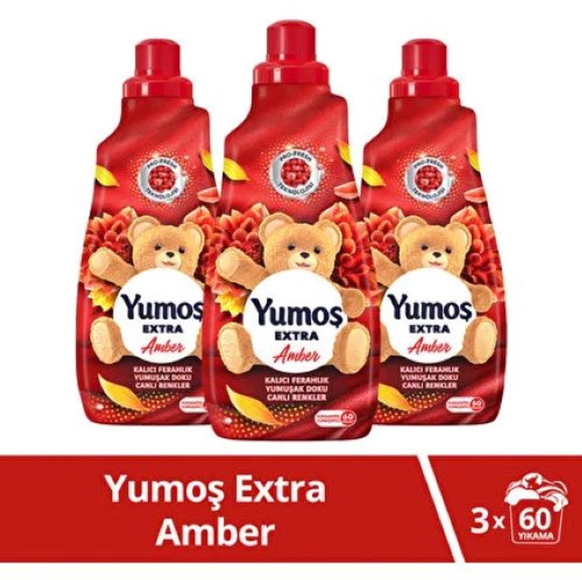 Yumos Extra Geconcentreerde Wasverzachter Amber 3x1440 ml – Tot 180 Wasbeurten – Langdurige Geur & Zachte Was