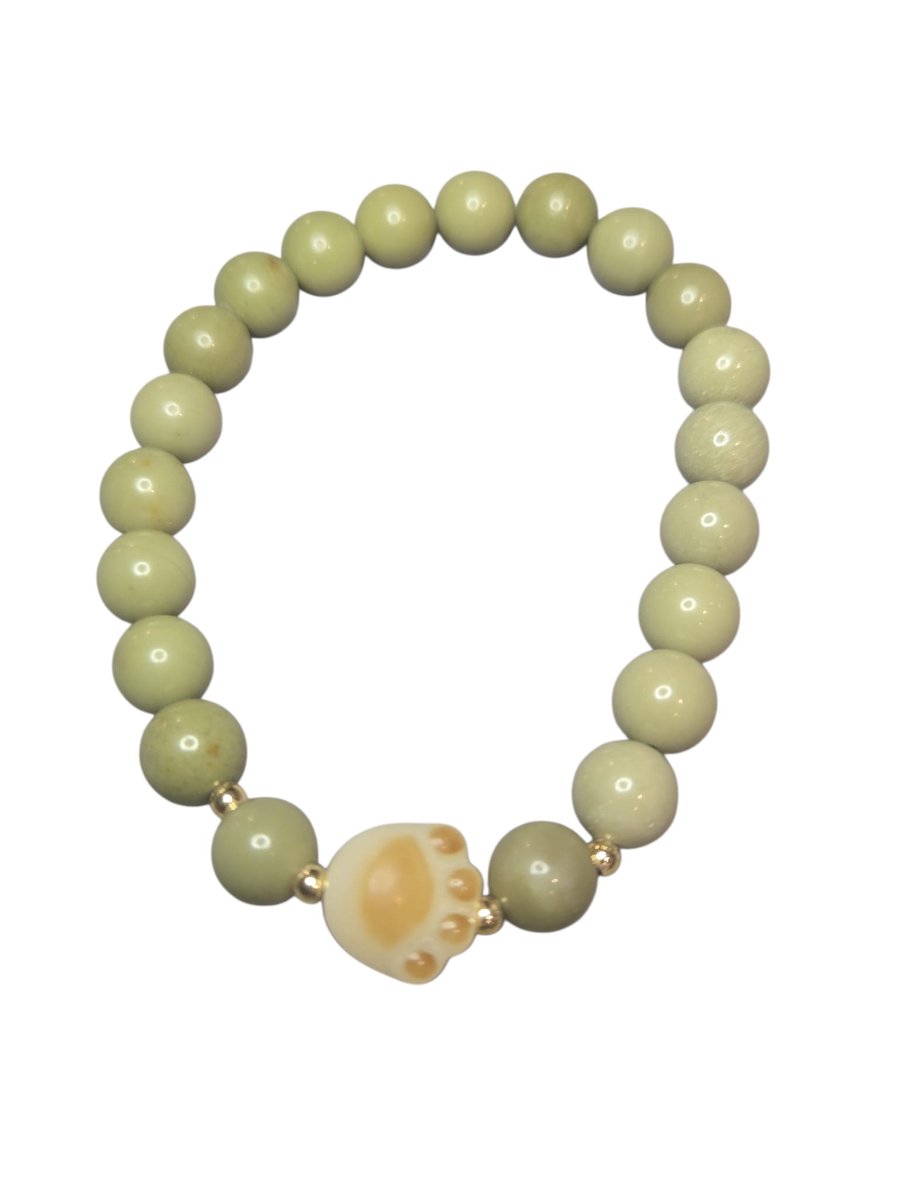 Serpentijn armband met gelukspootje.