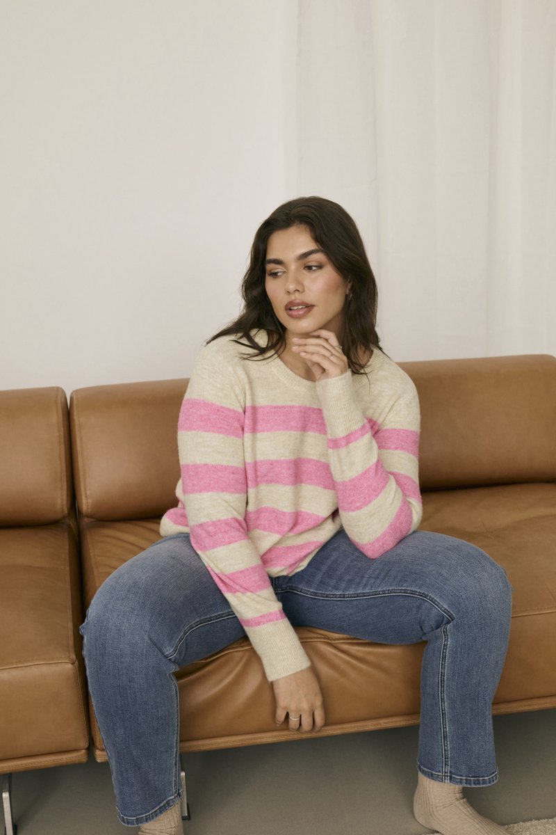 Pull NIELA STRIPED KAFFE CURVE FEATHER GRAY 108950