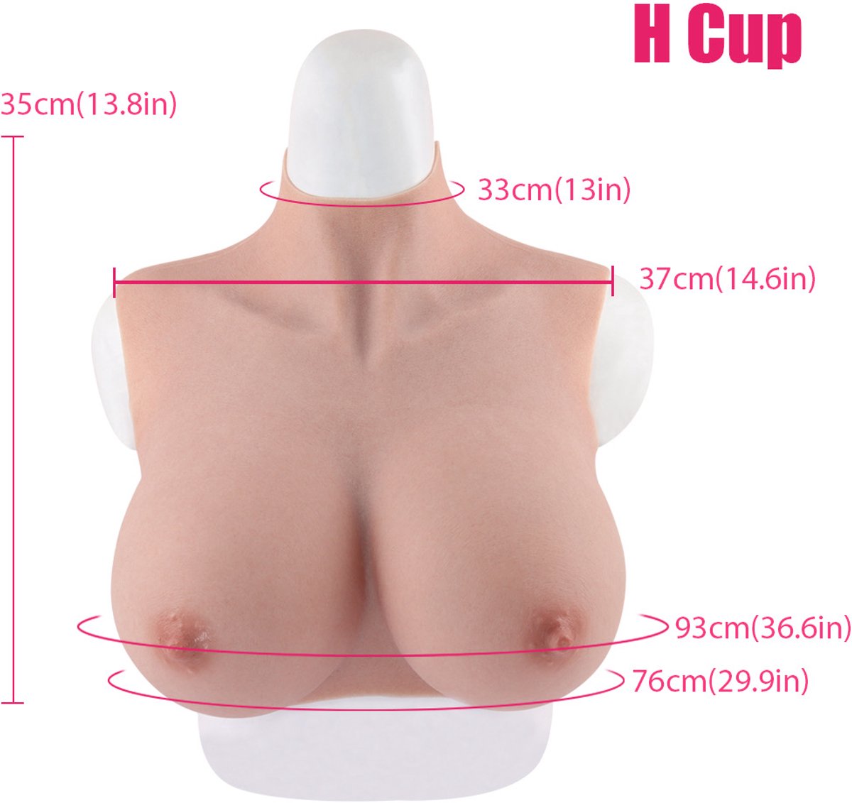 Siliconen borsten- H cup- Nep Borsten- 100% siliconen- 4500gram -Crosdresser- Travestiet- Cosplay-Breastplate-Travestie- Natuurlijke look-