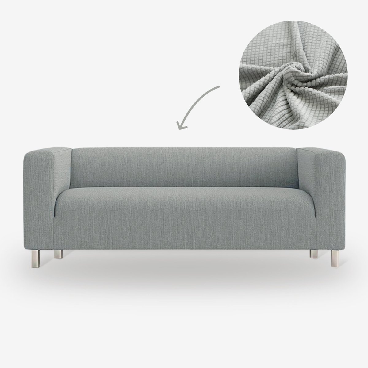 Knitted Bankhoes Hoge Armleuning – Size M4 (235-300cm) – Colour Lichtgrijs– Stretch Sofa Cover – Bankbeschermer | BankhoesDiscounter