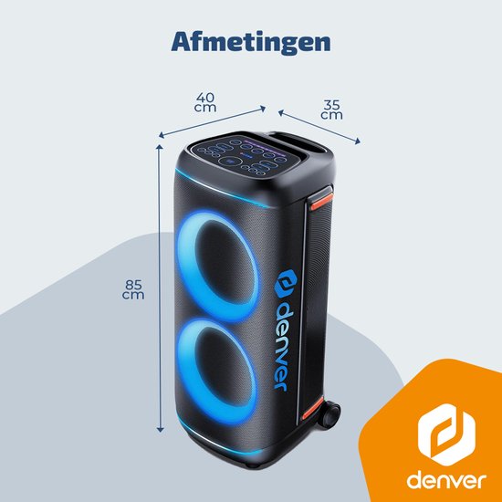Denver Bluetooth Speaker Party Box - Discolichten - Partyspeaker incl. draadloze microfoon & Afstandsbediening - BPS470 van Merkloos — afbeelding 2