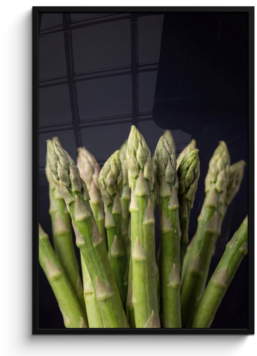 FrameYourWall Poster in lijst - Fotolijst 80x120 cm - Posters - Asperges - Groen - Zwart - Posterlijst zwart - Decoratie - Wanddecoratie woonkamer - Muurdecoratie slaapkamer