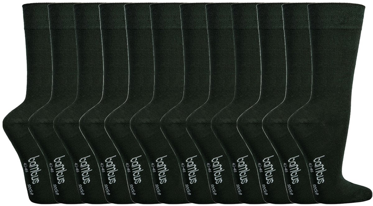 Socks4Fun - 12 Paar - Bamboe sokken - Drukvrije boord- Dames & Heren - Antraciet - Maat 35-38